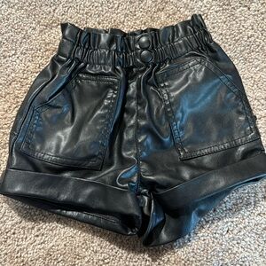 Zara Kids Black Faux Leather Shorts